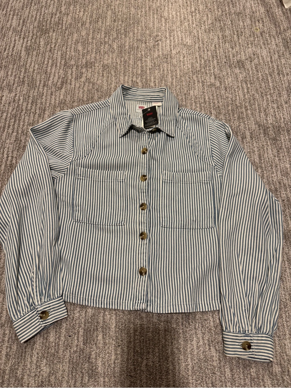 Levi's Blue & White Striped Button-Front Utility Jacket